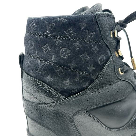 Louis Vuitton Cliff Women's Sneakers High Top Leather Suede Monogram Black Sz 39 - Picture 4 of 15